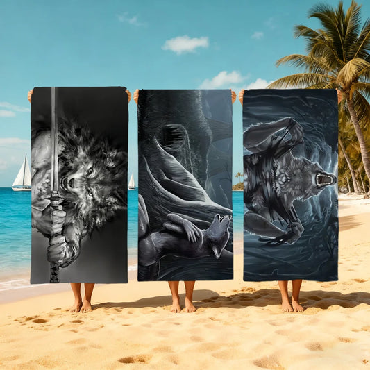 Wolfman Quick-Dry Beach & Shower Towel | Travel, Gym, Camp Quick-Dry Towel Peaceful Pleasures Health and Wellness