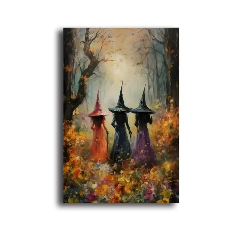 Retro Witch Halloween Canvas Wall Art Print – Witchcraft Decor Canvas Wall Art Peaceful Pleasures Health and Wellness ZLH5120 60x90cm No Frame
