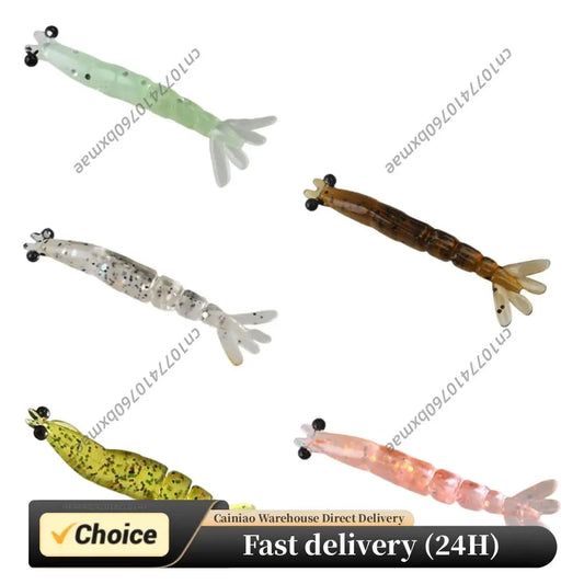 20Pcs Soft Worm Shrimp Fishing Lure Realistic Shrimps Bass Bait Glitter Direct Fishing Tackle Lures For Stream Fisher Peaceful Pleasures Health and Wellness
