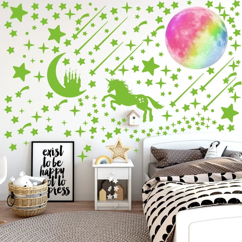Glow in the Dark Unicorn Wall Sticker | 20cm Kids Room Decal Glow Wall Sticker Peaceful Pleasures Health and Wellness