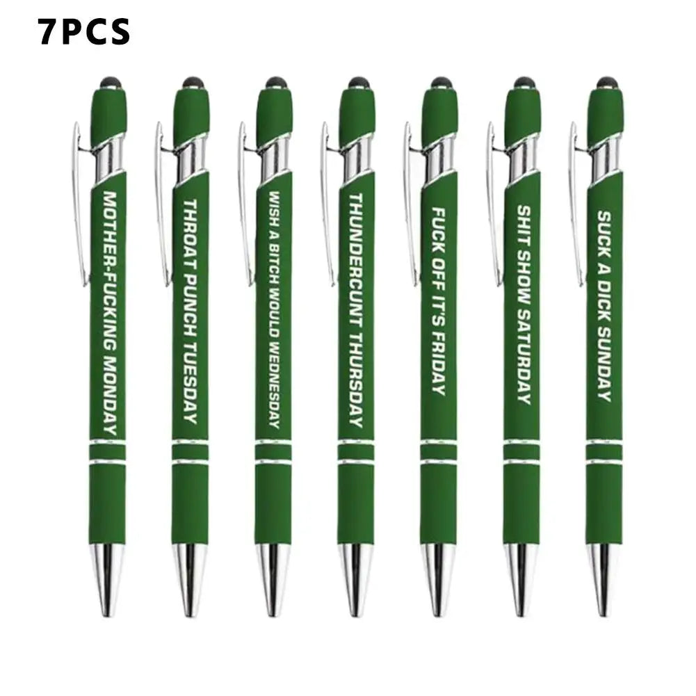 Fun Stress-Relieving Daily Quotes Metal Plastic Ballpoint Pen Set Smooth Writing Office School Supplies Creative Stationery Kit Peaceful Pleasures Health and Wellness G