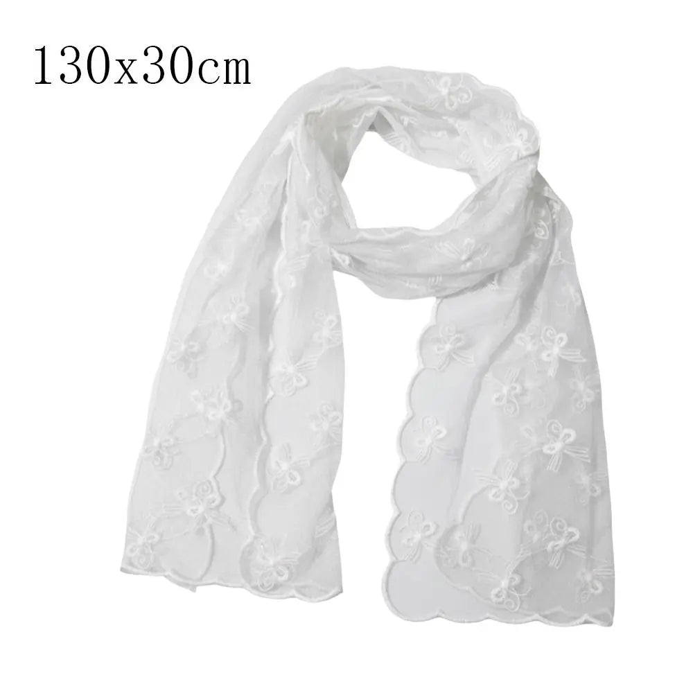 Retro Floral Lace Scarf – Breathable Mesh Shawl for Women