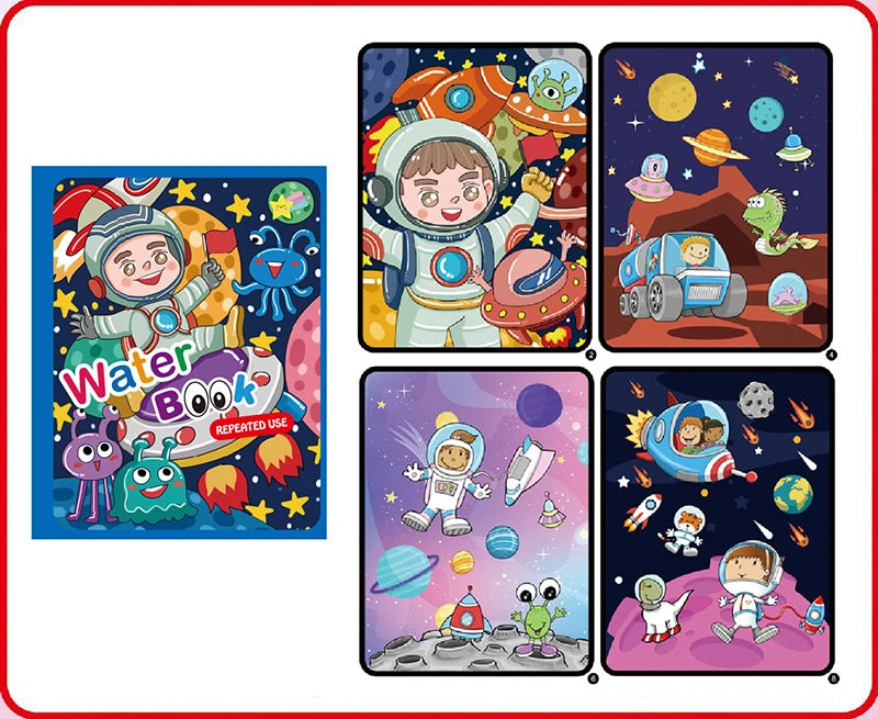 Water Drawing Books Educational Toy Kids Toddlers Reusable Graffiti