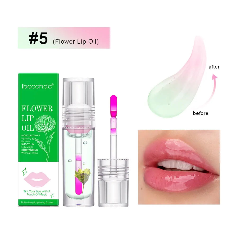 Magic Color Change Lip Oil Flower Lipgloss PH Color Changing Lipoil Pink Clear Lip Glaze Liquid Moisturizing 1Piece 3.8ml Peaceful Pleasures Health and Wellness 5