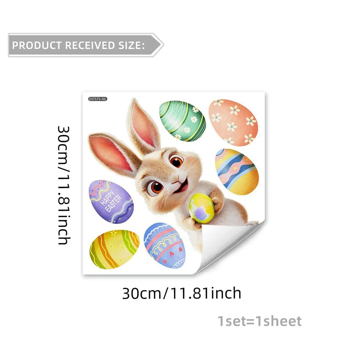 Window Stickers Reusable Long-Lasting Festive Sticker Window Glass Easter Bunny Cling For Living Room Kitchen School Peaceful Pleasures Health and Wellness