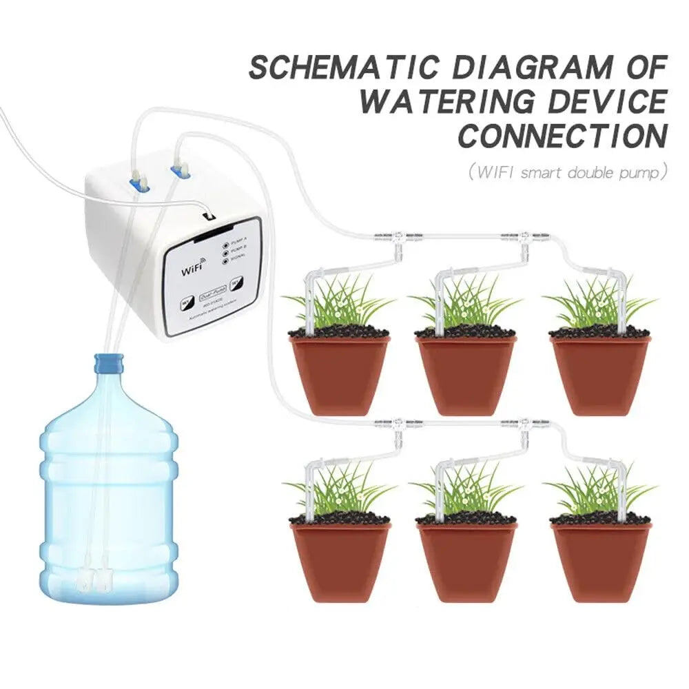 WIFI Irrigation System Remote APP Controller for Garden Terrace Intelligent Watering Device Double Pump Timed Automatic Drip Peaceful Pleasures Health and Wellness