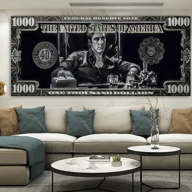 Classic Movie Canvas Painting Scarface Tony Montana Poster Dollar Wall Art Money Pictures Print Living Room Home Decor Artwork Peaceful Pleasures Health and Wellness