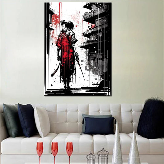 Japanese Geisha Samurai Canvas Wall Art Poster | Home Decor Canvas Wall Art Peaceful Pleasures Health and Wellness