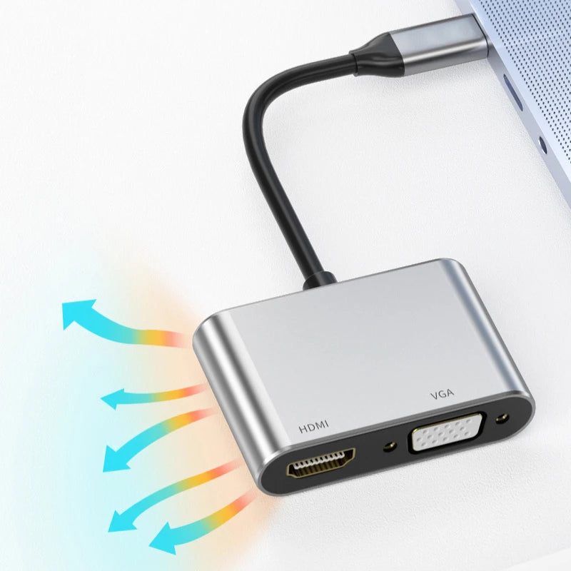 USB C To HDMI-Compatible VGA Type-C Digital AV Multiport Adapter Thunderbolt 3 Converter To 4K 1080P Fast Charging for MacBook Peaceful Pleasures Health and Wellness