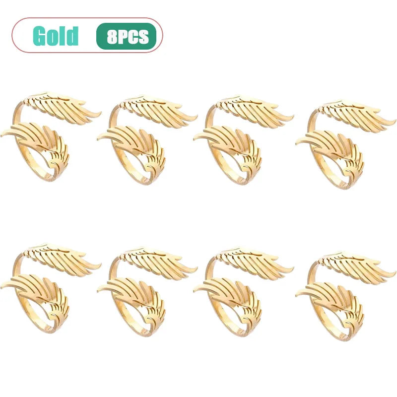 Stainless Steel Wings Ring – Adjustable Couple Jewelry Gift