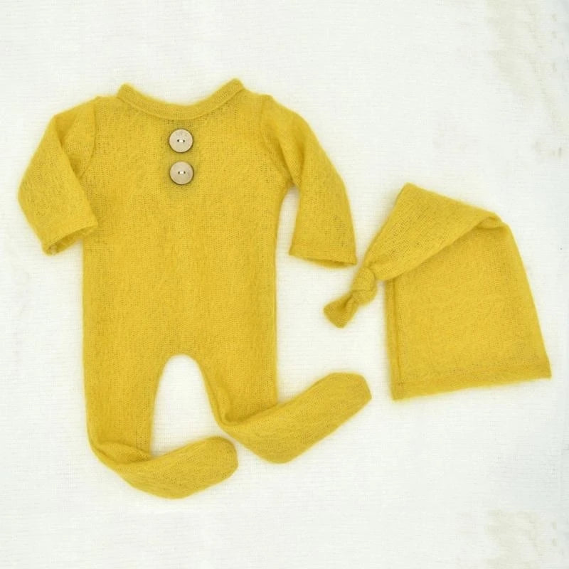 Newborn Photography Props – Knit Romper & Hat Set Boy Girl