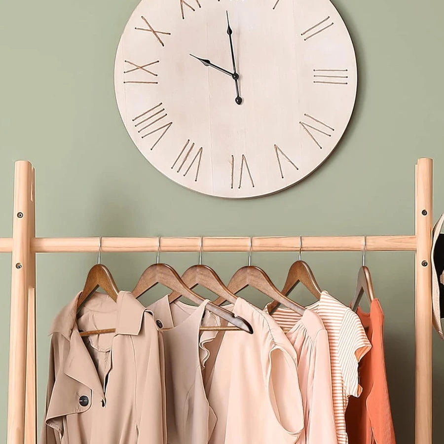 Solid Wood Clothes Hangers with Non-Slip Pant Bar (5 or 10 Pack)