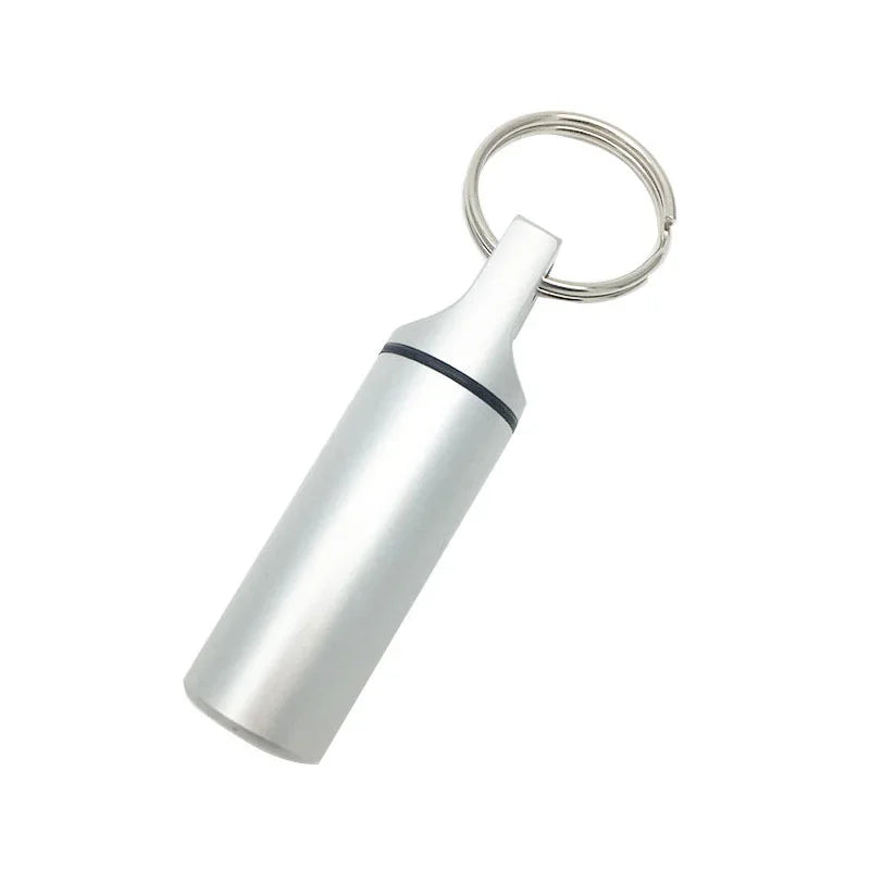 Aluminum Waterproof Pill Box Cases with Sealed Storage, Flat Head, Round Alloy Cartridge and Keychain for Vitamin Fish Oils Peaceful Pleasures Health and Wellness