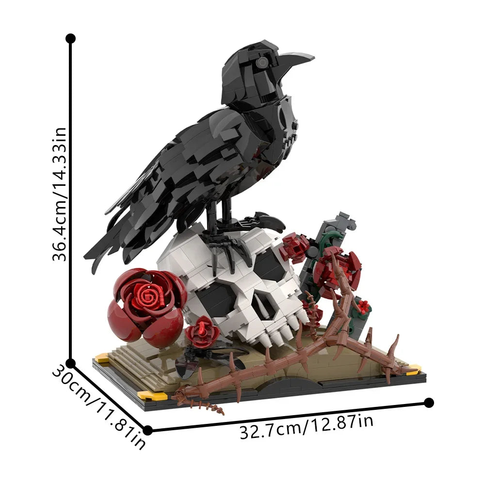 Gothic Crow Skull Roses MOC Building Blocks Set – 733 Pcs