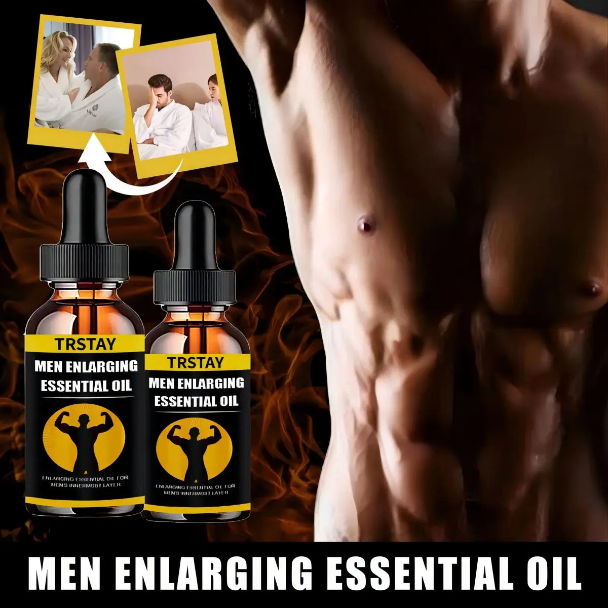 TRSTAY Men's Energizing Massage Oil – Strength & Endurance
