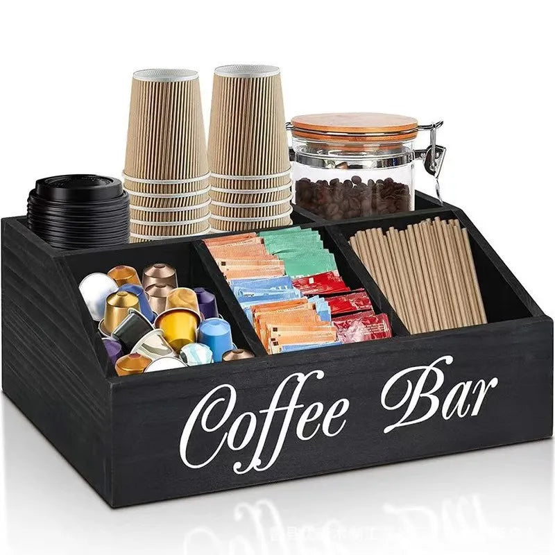 Classic Wooden Coffee Storage Box & Multipurpose Organizer