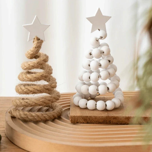 Christmas Decoration Wooden Bead Christmas Tree Creative Nordic Style Wooden Christmas Tree Desktop Ornament Decoration Ornament Peaceful Pleasures Health and Wellness