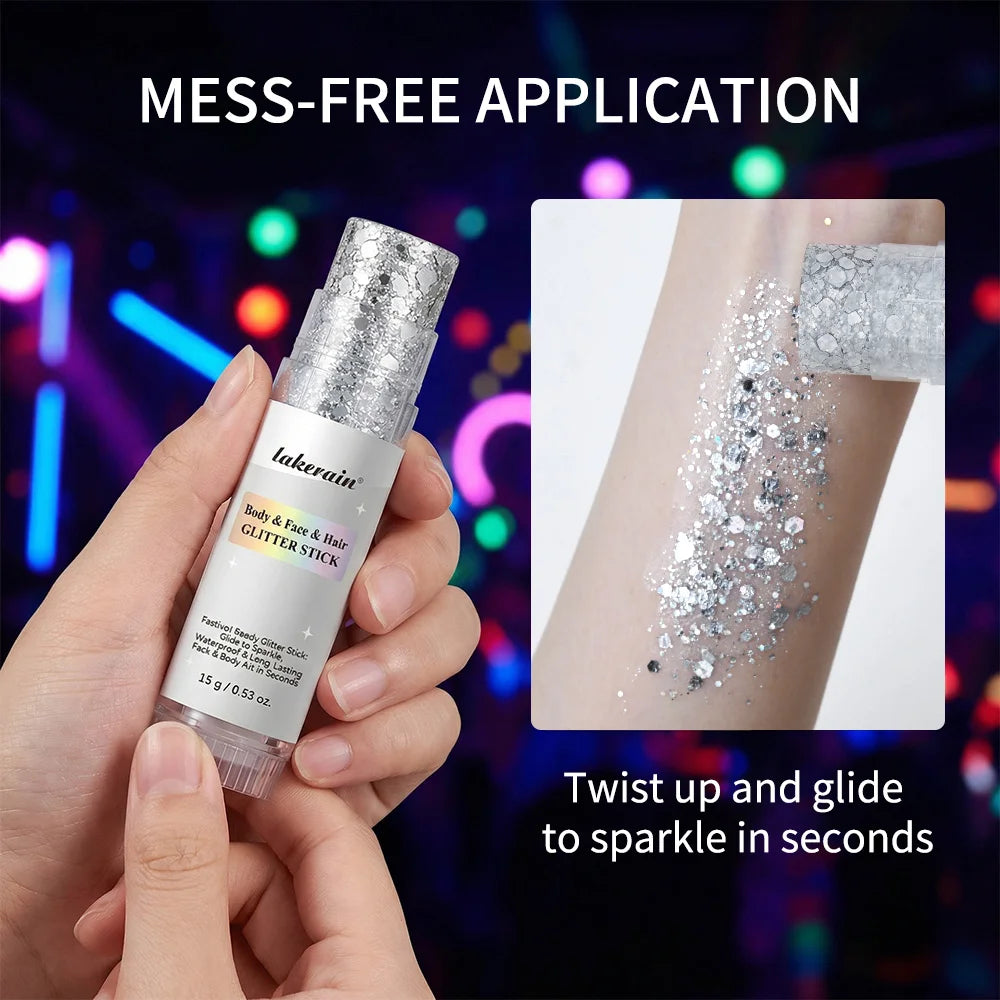Body Glitter Sequin Stick Gel Texture Long-Lasting Dazzling Smudge-Proof Rich Sparkling Glitter Body Art for Party Stage Makeup Peaceful Pleasures Health and Wellness