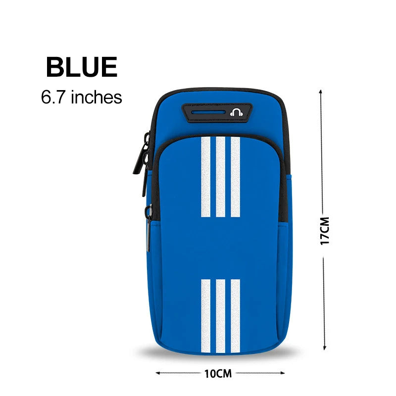 Sports Bag For Mobile Phone Armband For Jogging Cell Phone Accessories Woman mp3/mp4 Bags PU Hand Bag For Running Waterproof Peaceful Pleasures Health and Wellness Blue(6.7 inch)