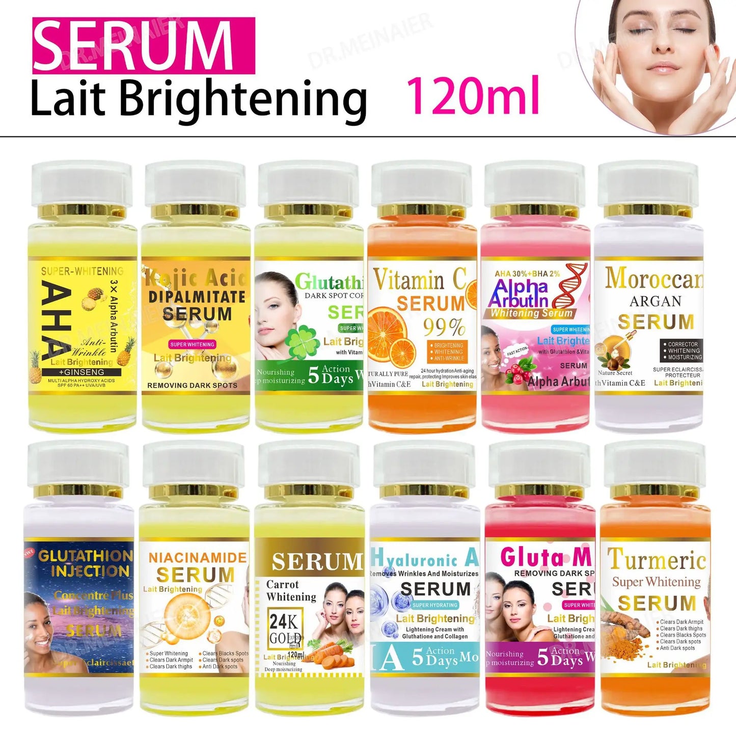 120ml Glutathione Serum for Face & Eye for Brightening Skin,Dark Spot Corrector,With Vitamin E&C Peaceful Pleasures Health and Wellness
