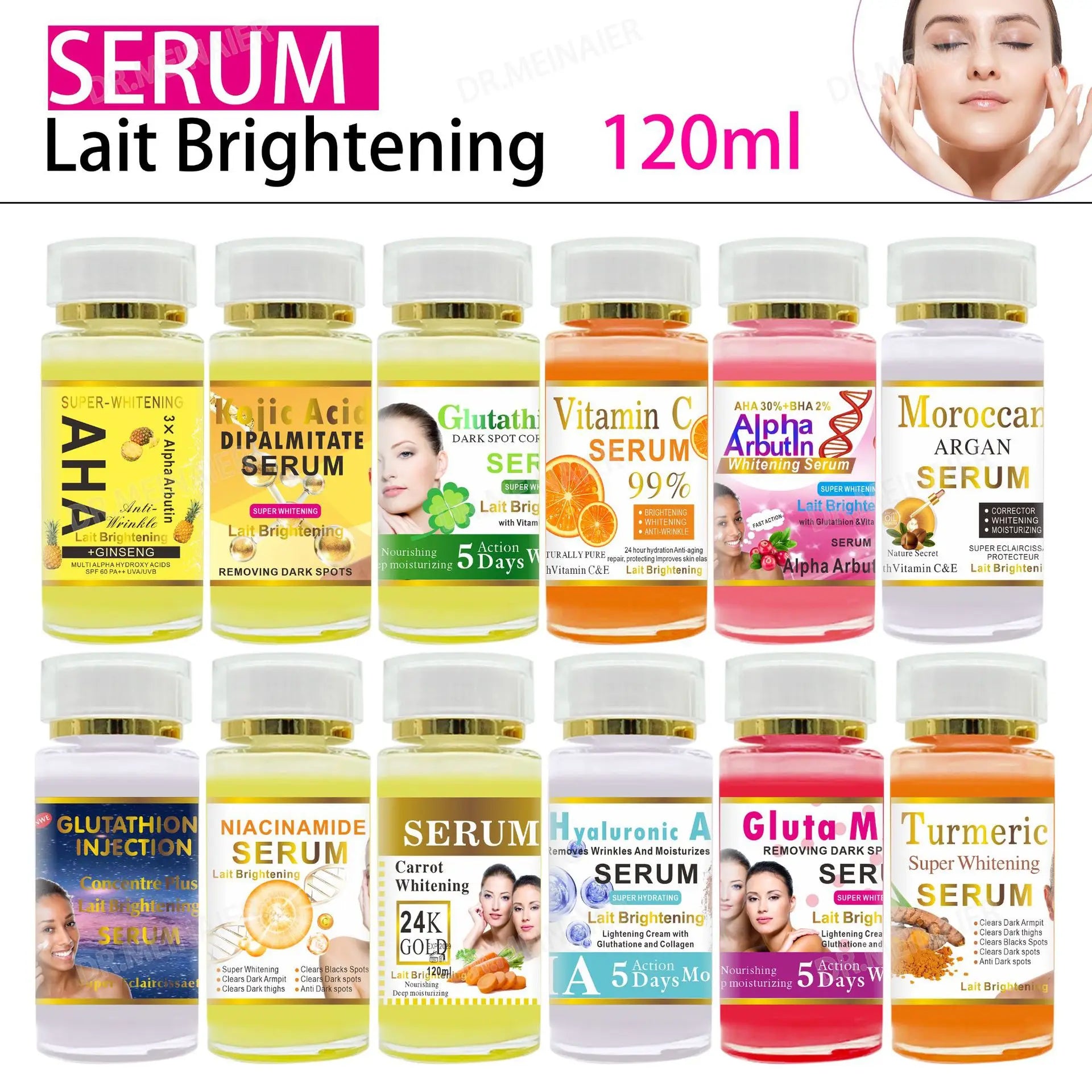 120ml Glutathione Serum for Face & Eye for Brightening Skin,Dark Spot Corrector,With Vitamin E&C Peaceful Pleasures Health and Wellness