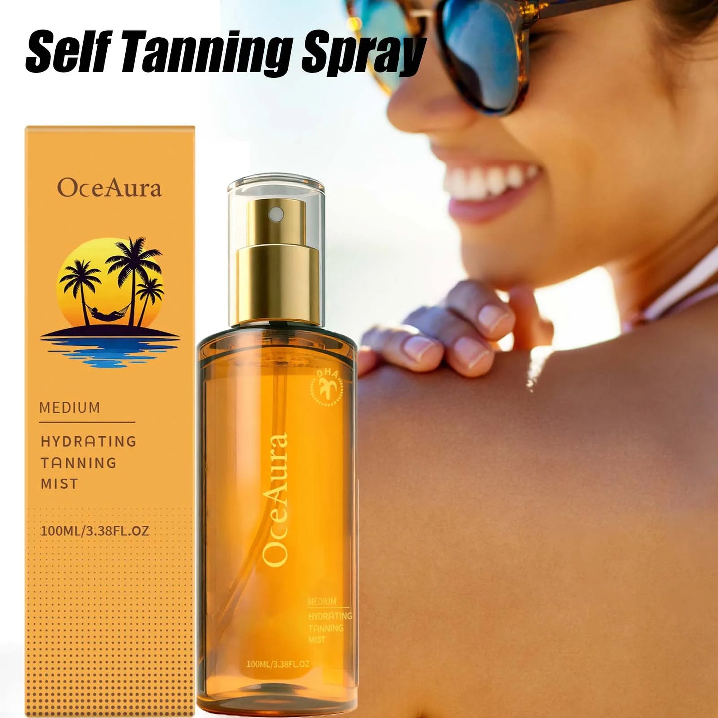 OceAura Self Tanning Spray – Sunless Tanner Face & Body