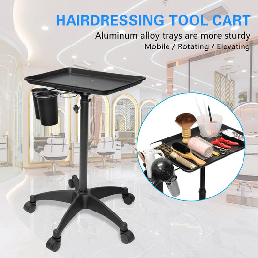 Salon Trolley Rolling Cart Height-Adjustable Hair Tool Tray Cart for Spa Tattoo Trolley Barber Service Cart Storage Stand Peaceful Pleasures Health and Wellness