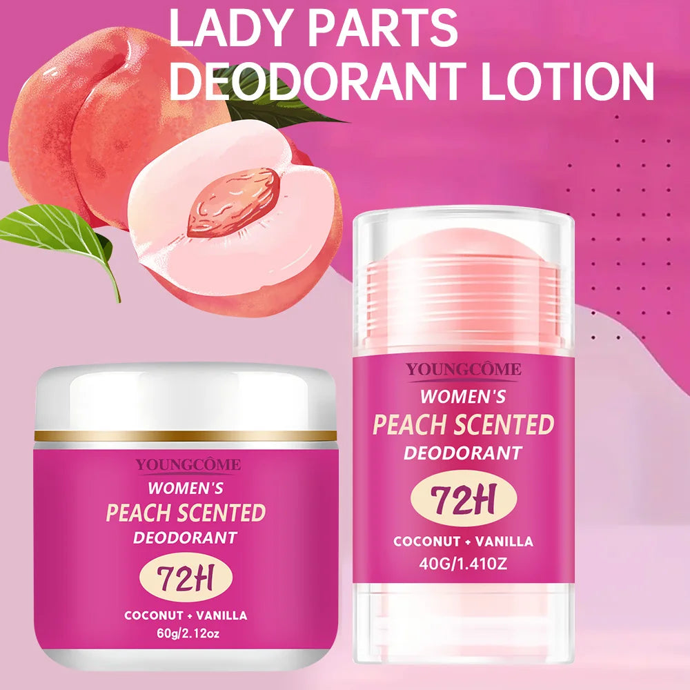 Women's Peach Scented Deodorant 72H Lasting Armpit Deodorizer Effective Body Odor Removal Sweat Eliminator Underarm Odor Peaceful Pleasures Health and Wellness