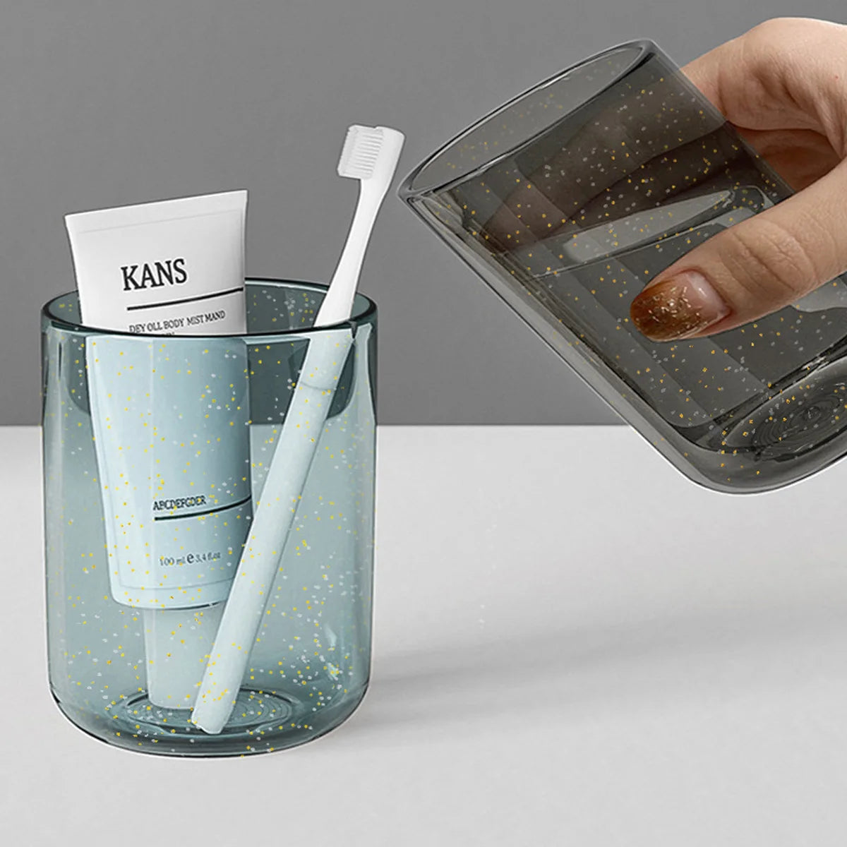 1PCS Mouthwash Mug Portable Round Toothbrush Holder Cup Colorful Clear Toothbrush Storage Cup Bathroom Washing Tools Peaceful Pleasures Health and Wellness