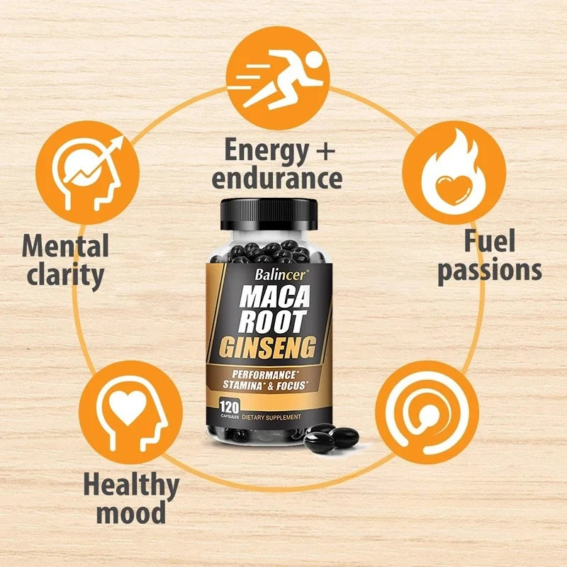 Balincer Men's Health Maca Root Ginseng Extract - Energy Supplement - For Endurance, Strength, Muscle Supplement Peaceful Pleasures Health and Wellness
