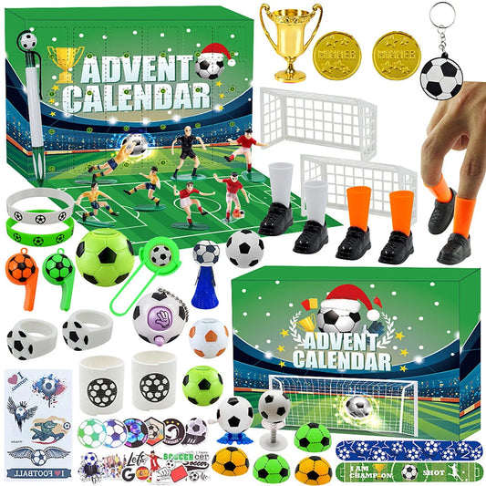 Football Building Blocks Christmas Advent Calendar – 24 Days Advent Calendar Toy Peaceful Pleasures Health and Wellness Green One Size