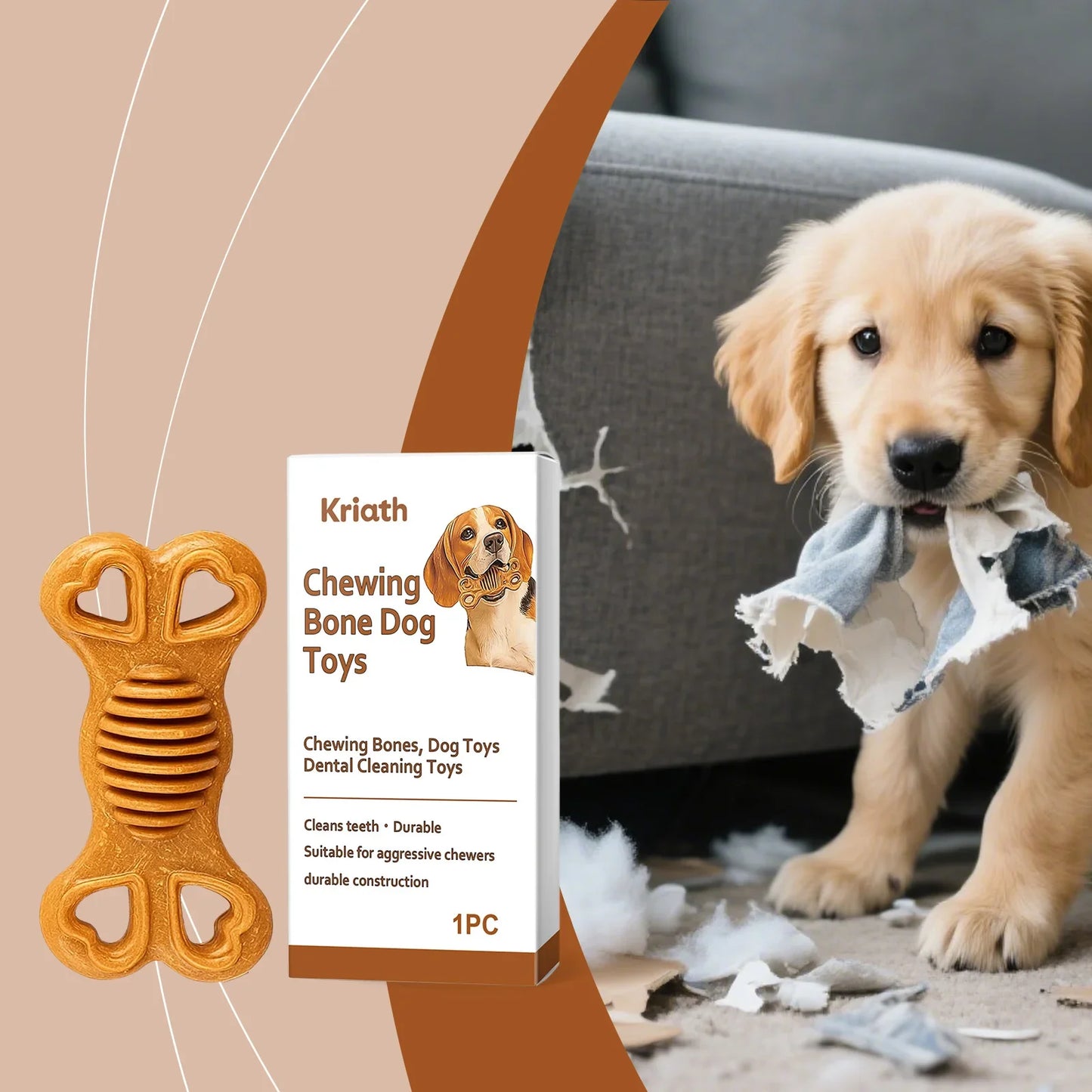 Dog Chew Toy Dental Bone – Safe for Puppies & Large Dogs