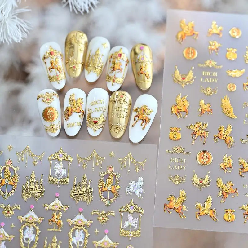 Light Luxury Dreamy Pony Nail Art Stickers Cartoon Year Of The Horse Nail Art Decals New Year DIY Nail Art Decoration Peaceful Pleasures Health and Wellness