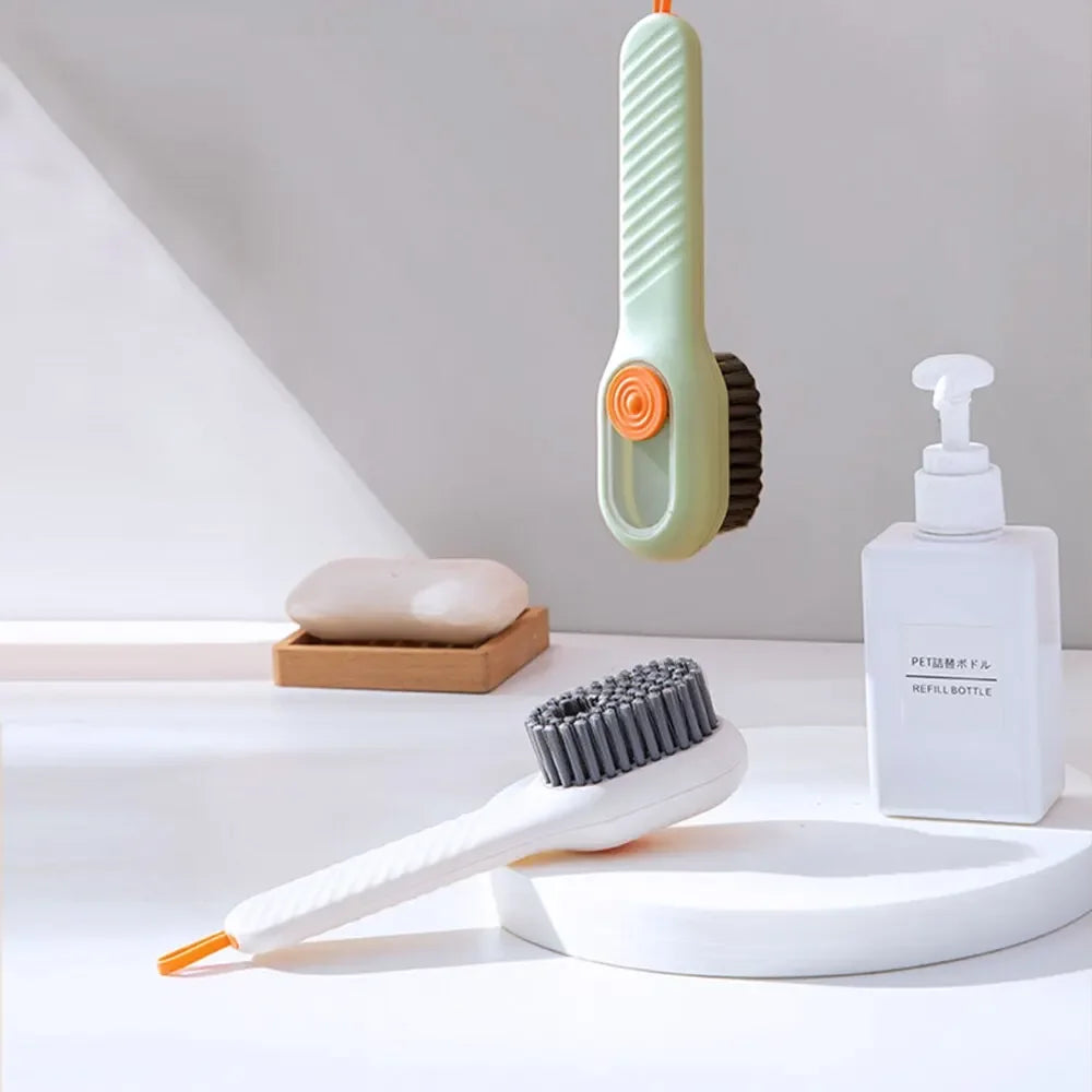 Multifunction Shoe Brush with Soap Dispenser & Long Handle