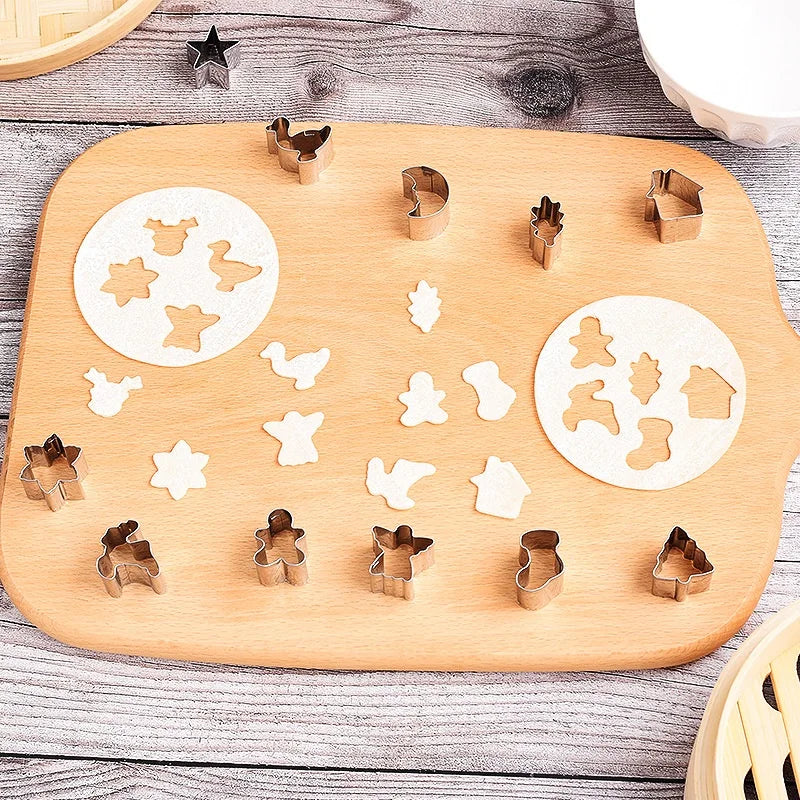 DIY 20Pcs/Set Mini Stainless Steel Cookie Cutter Biscuit Mold Christmas Deer Head Snowman Molds Tools Fondant Gingerbread Man Peaceful Pleasures Health and Wellness