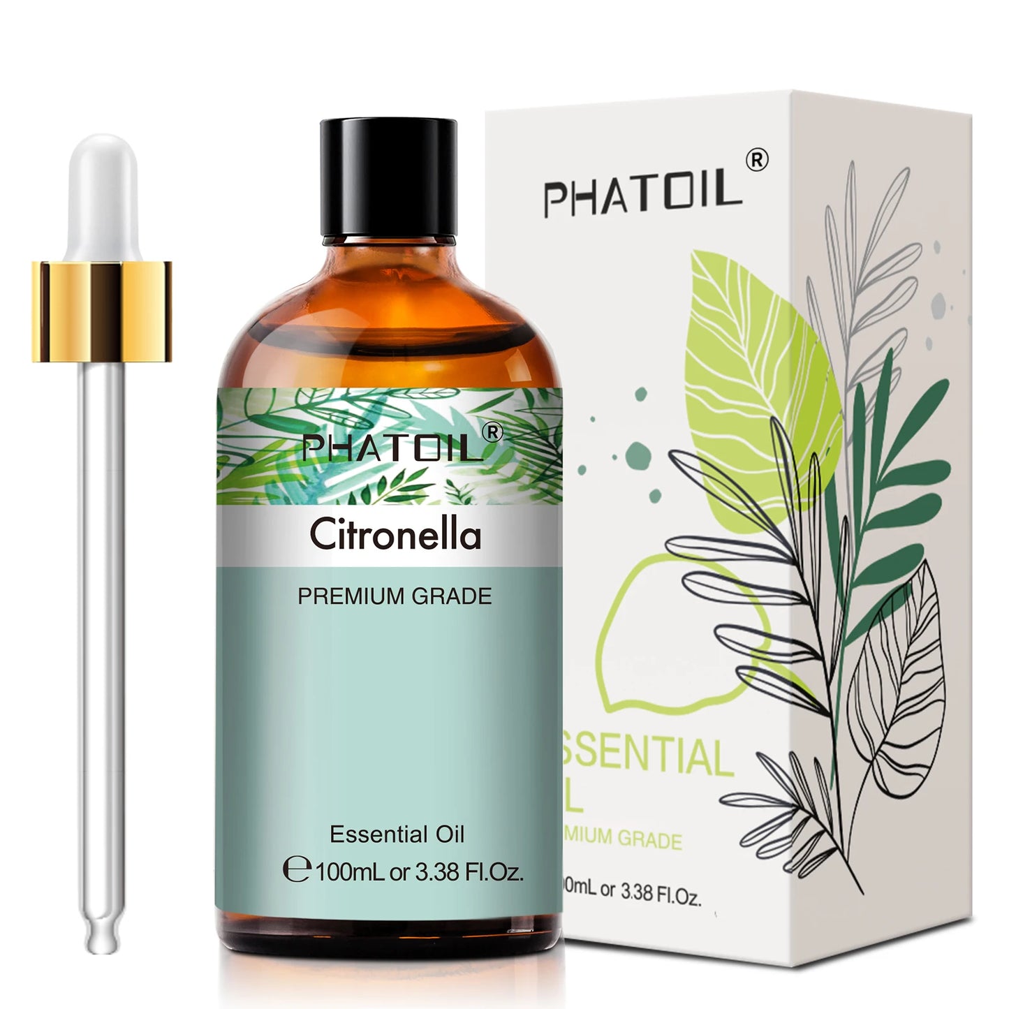 PHATOIL 100ml Pure Essential Oil Lavender Jasmine Vanilla Sandalwood Sweet Orange Lemon Aromatherpay Essential Oils For Diffuser Peaceful Pleasures Health and Wellness Citronella United States 100ml