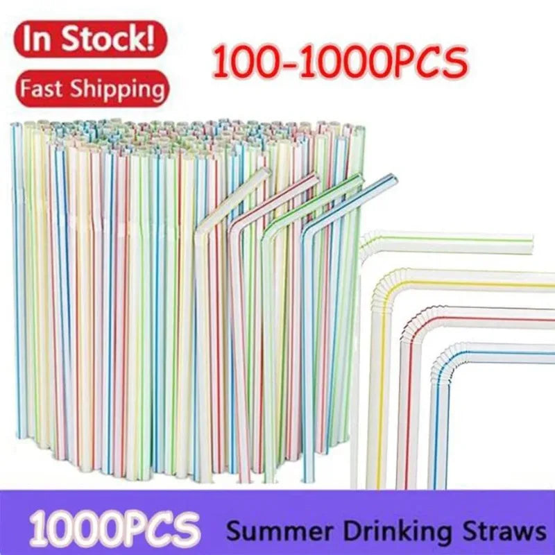 Multicolor Fluorescent Bendable Drinking Straws – Party & Wedding