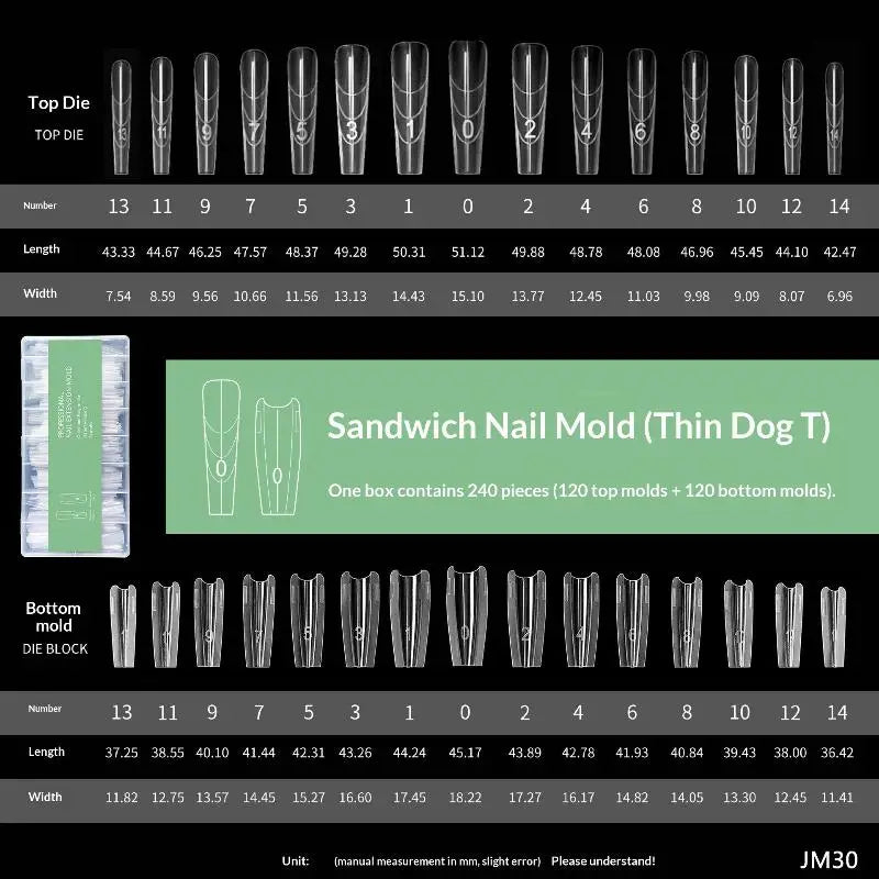 240pcs Sandwich Nail Forms 15 Size Oval Extension Dual Form No Paper Forms Needed For Easy Nail Extensions Peaceful Pleasures Health and Wellness one size A3