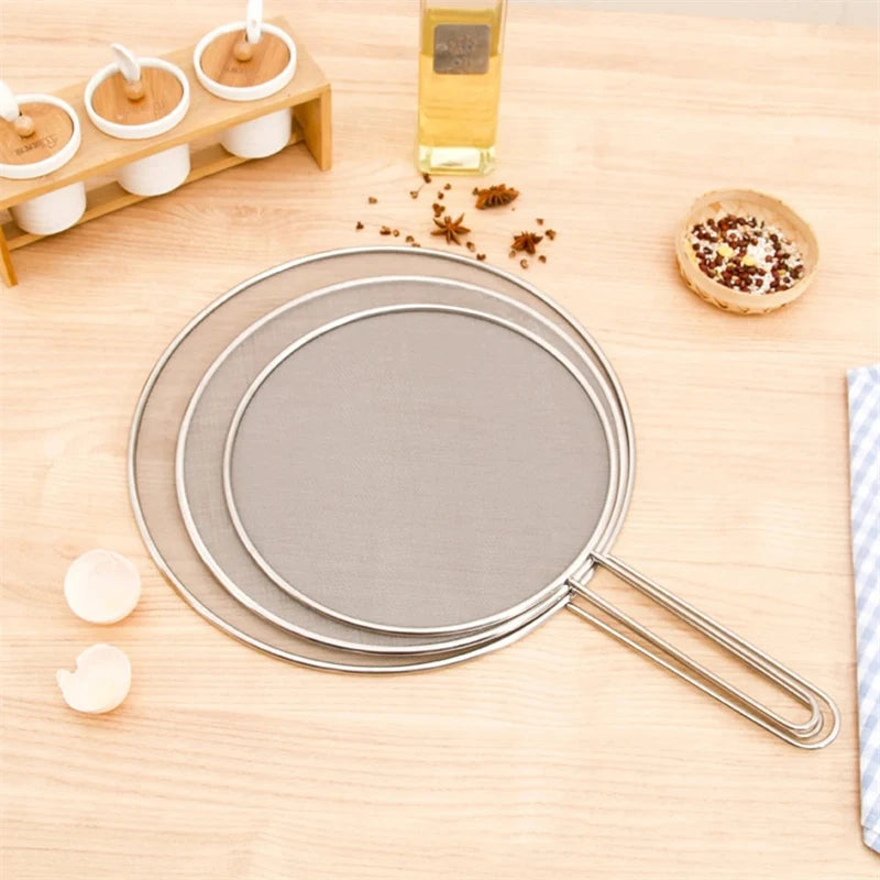 Stainless Steel Oil Proof Mesh Cooking Anti Splatter Split Guard Splatter Proof Oil Cover Mesh Pot Lid Cooking Kitchen Gadget Peaceful Pleasures Health and Wellness
