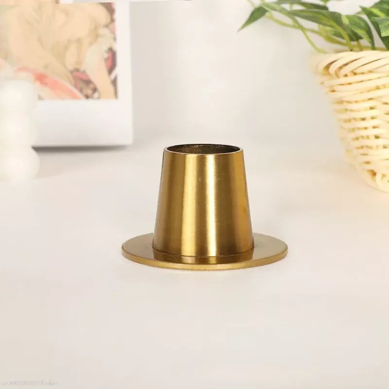 Candle Stick Candle Holder Gold Candlestick Taper Holders Small Metal Candleholder for Candlesticks and Tapered Candles Modern Peaceful Pleasures Health and Wellness