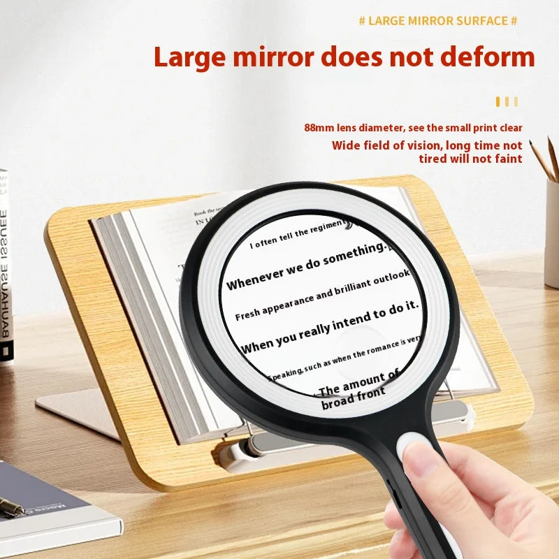 Magnifying Mirror for Elderly Readers, Rechargeable Handheld with Light, Student Observation Gift Peaceful Pleasures Health and Wellness