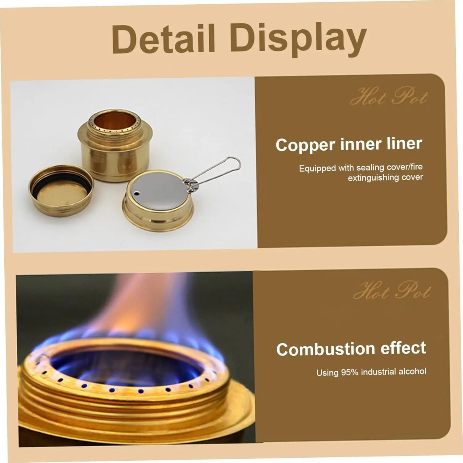 2 In 1 Titanium Alcohol Stove, Portable Lightweight Tiny Brass Stove ﻿ Camping Cookware for Picnic BBQ Hiking Outdoo Peaceful Pleasures Health and Wellness