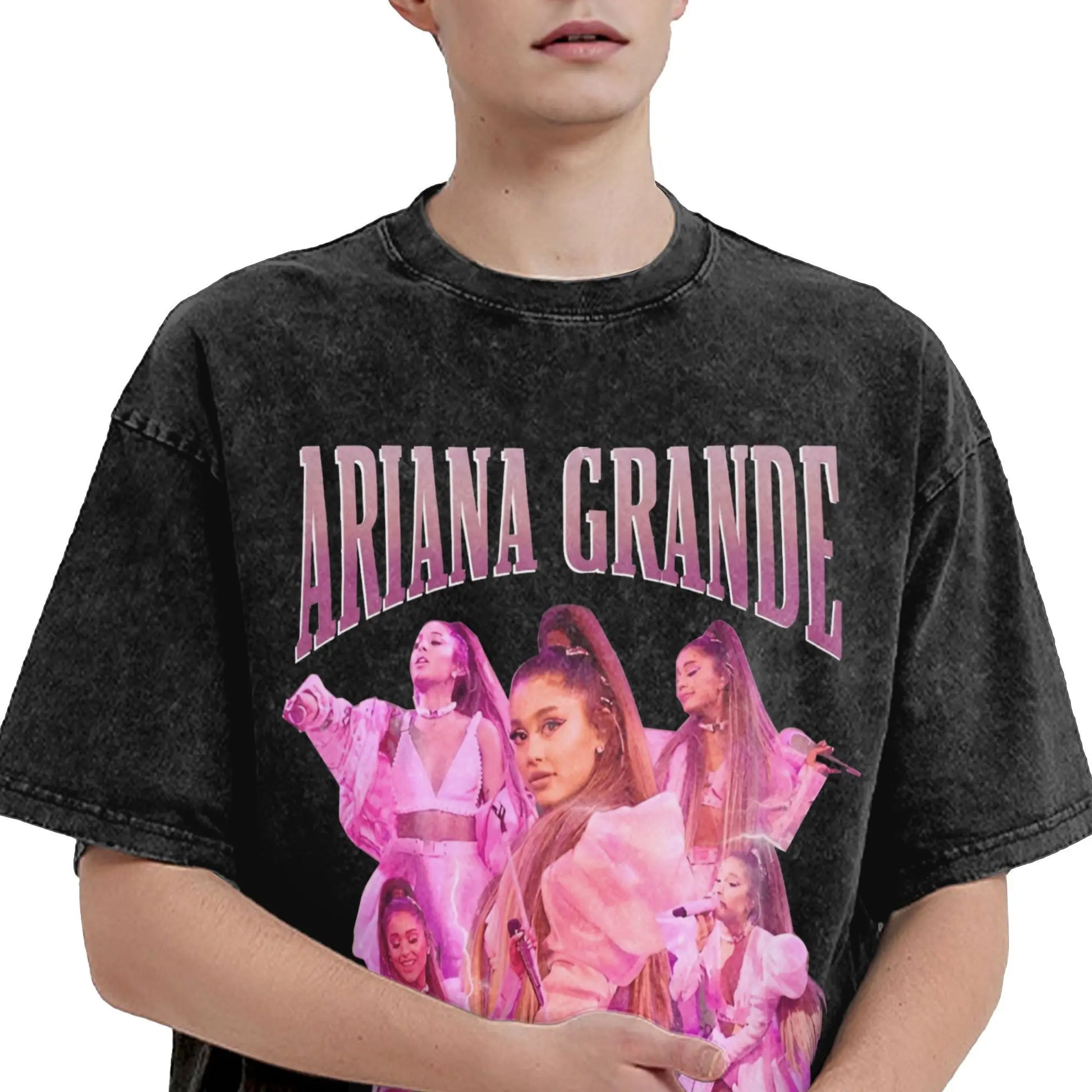 Arianas Men's T Shirts Washed Grande Creative Tees Short Sleeve Crew Neck T-Shirts Cotton Classic Tops Peaceful Pleasures Health and Wellness