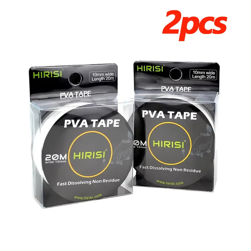 HIRISI 2/5 Pcs 10mm 20M Water Soluble PVA Tape String, Boilie Bait Binding Line, Carp Fishing Outdoor Tackle Accessories Peaceful Pleasures Health and Wellness PVA-20Mx2