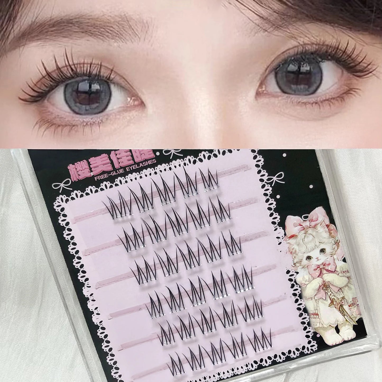 Natural Korean False Eyelash Clusters – Glue-Free DIY Lashes