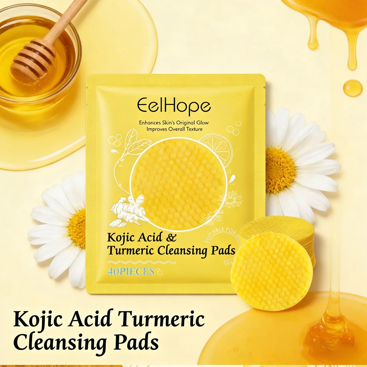 Kojic Acid & Turmeric Cleansing Pads – Brighten & Exfoliate Skin