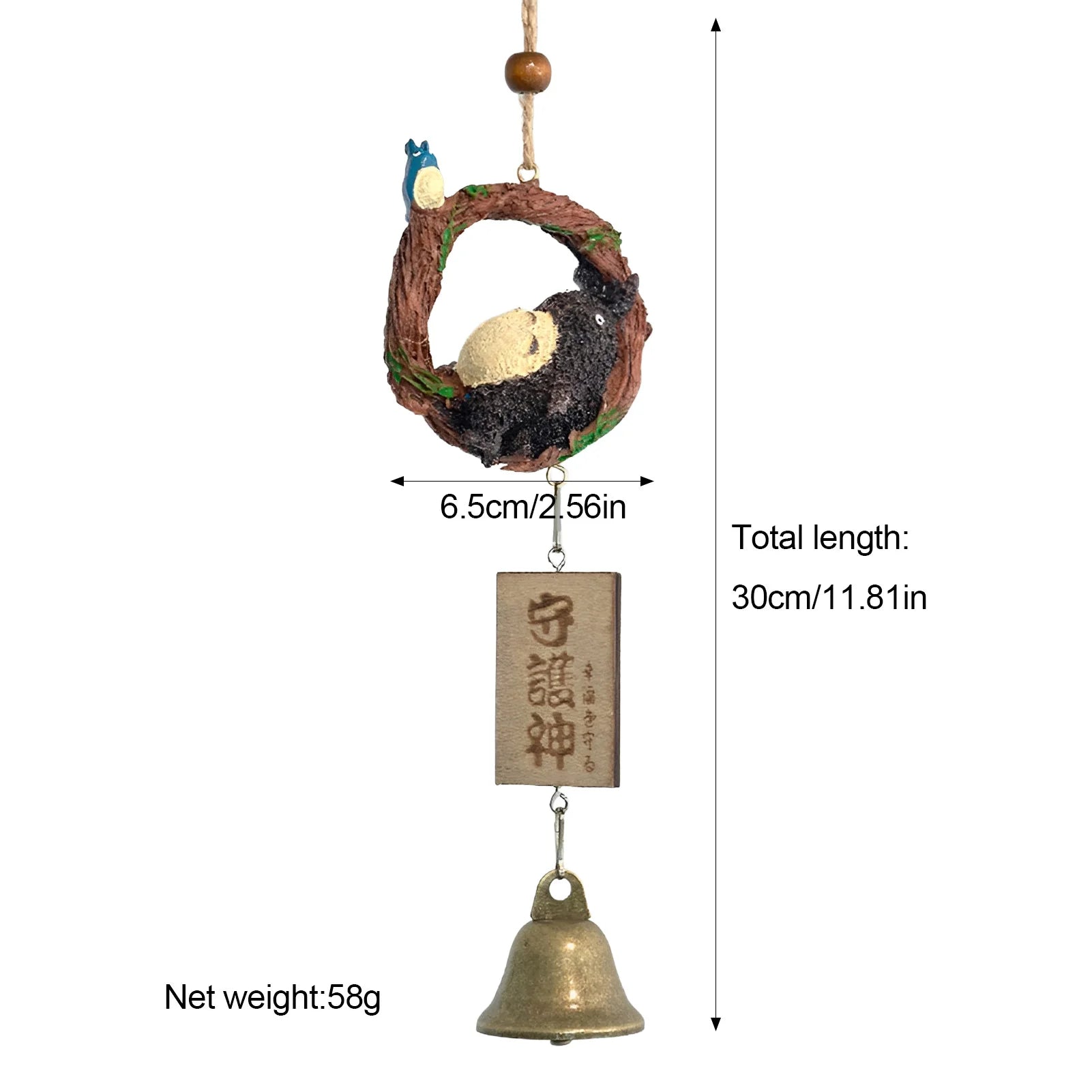 Japanese Copper Wind Chime Bell Outdoor Decor Sleepy Cat Wind Chime Decor Copper Furin Bell Wind Chime Peaceful Pleasures Health and Wellness