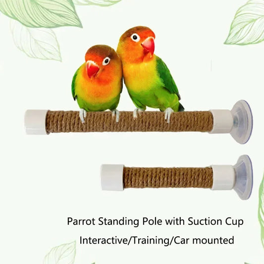 Hemp Rope Bird Perch with Suction Cup | Parrot & Small Pet Toy Bird Perch Toy Peaceful Pleasures Health and Wellness