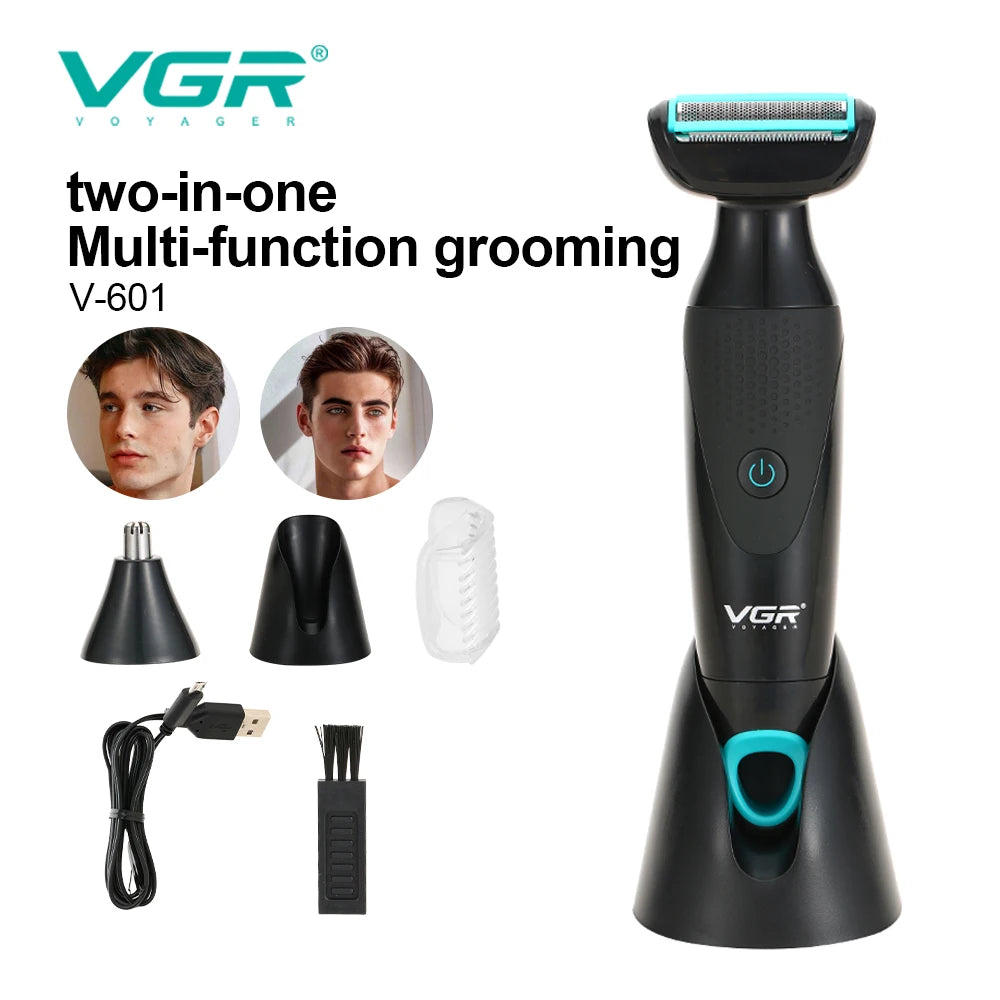 VGR new retro men's multi-functional 2-in-1 Shaver IPX4 Wash Nose Hair shaver Peaceful Pleasures Health and Wellness