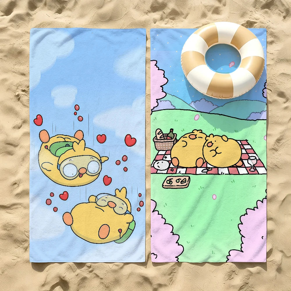 Cartoon Print Quick-Dry Beach & Bath Towel | Multi-Use Beach Bath Towel Peaceful Pleasures Health and Wellness